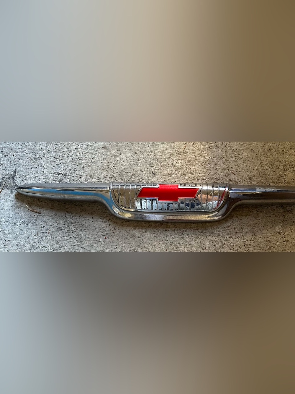 vintage 1956–1957 Chevrolet truck chrome hood ornament emblem
